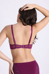 Zivame La Flamme Padded Plunge Wired Medium Coverage Lace Bra - Dark Purple — thumbnail 3